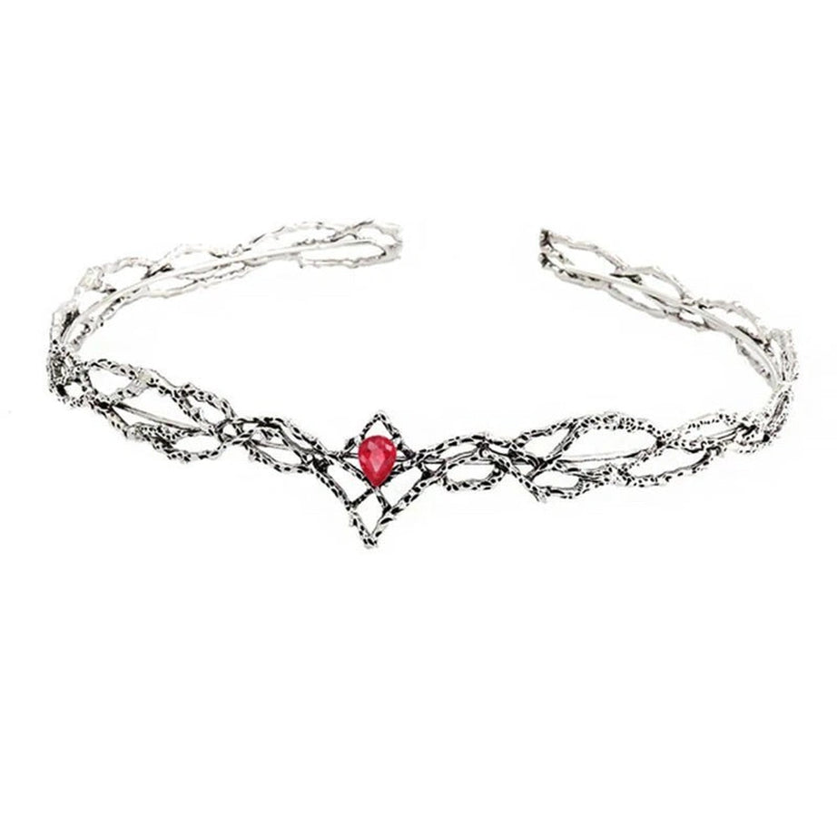 Aesthetic Elves Crown Tiara Silver Red Shoptery