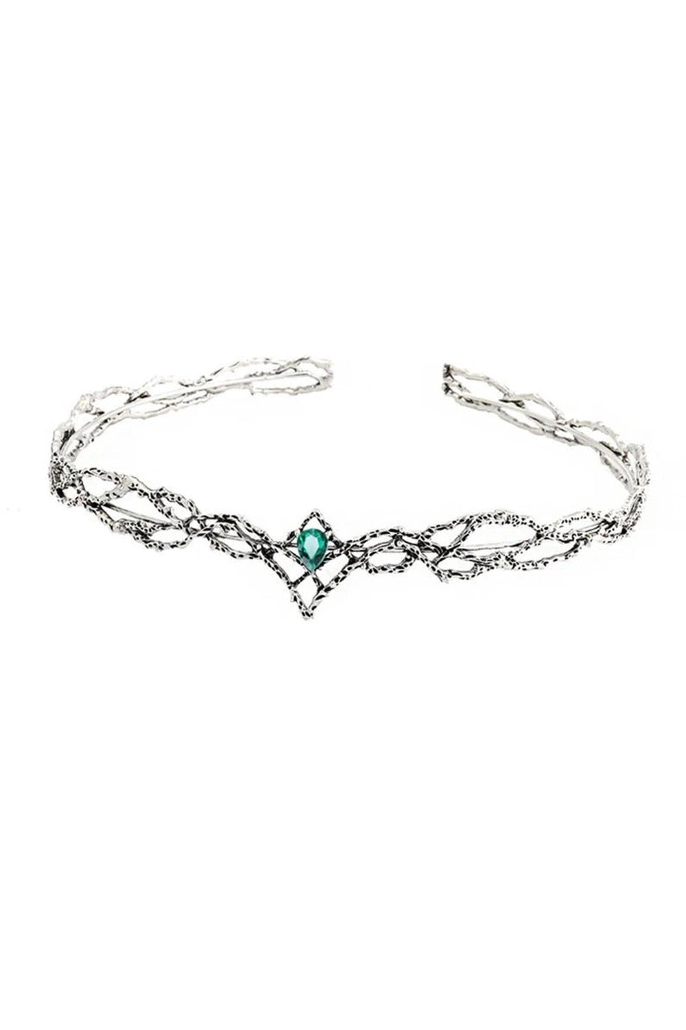 Aesthetic Elves Crown Tiara Silver Green Shoptery