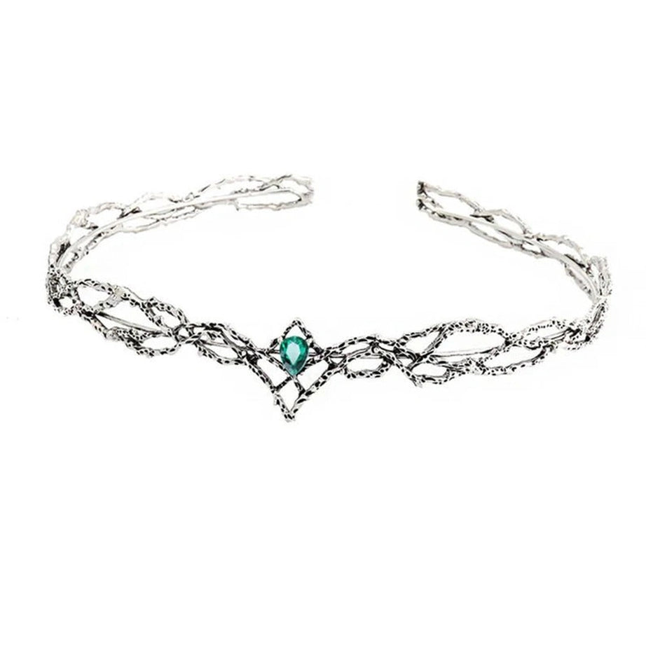 Aesthetic Elves Crown Tiara Silver Green Shoptery