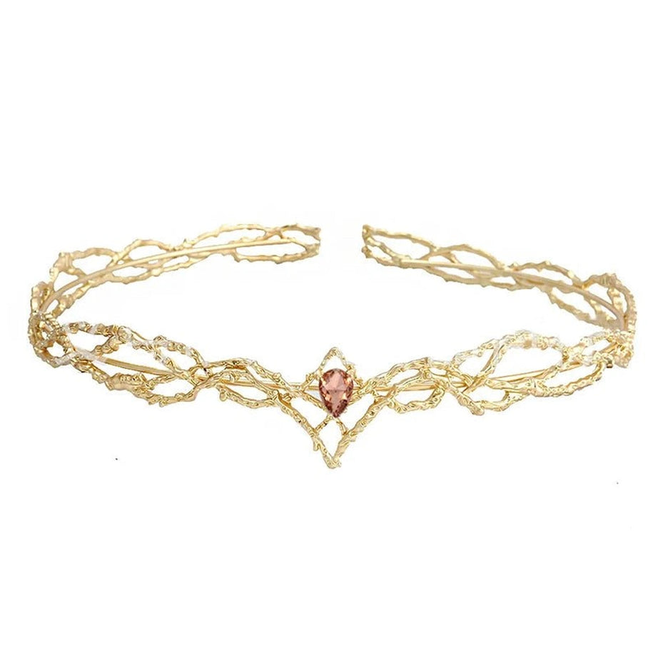 Aesthetic Elves Crown Tiara Gold Pink Shoptery