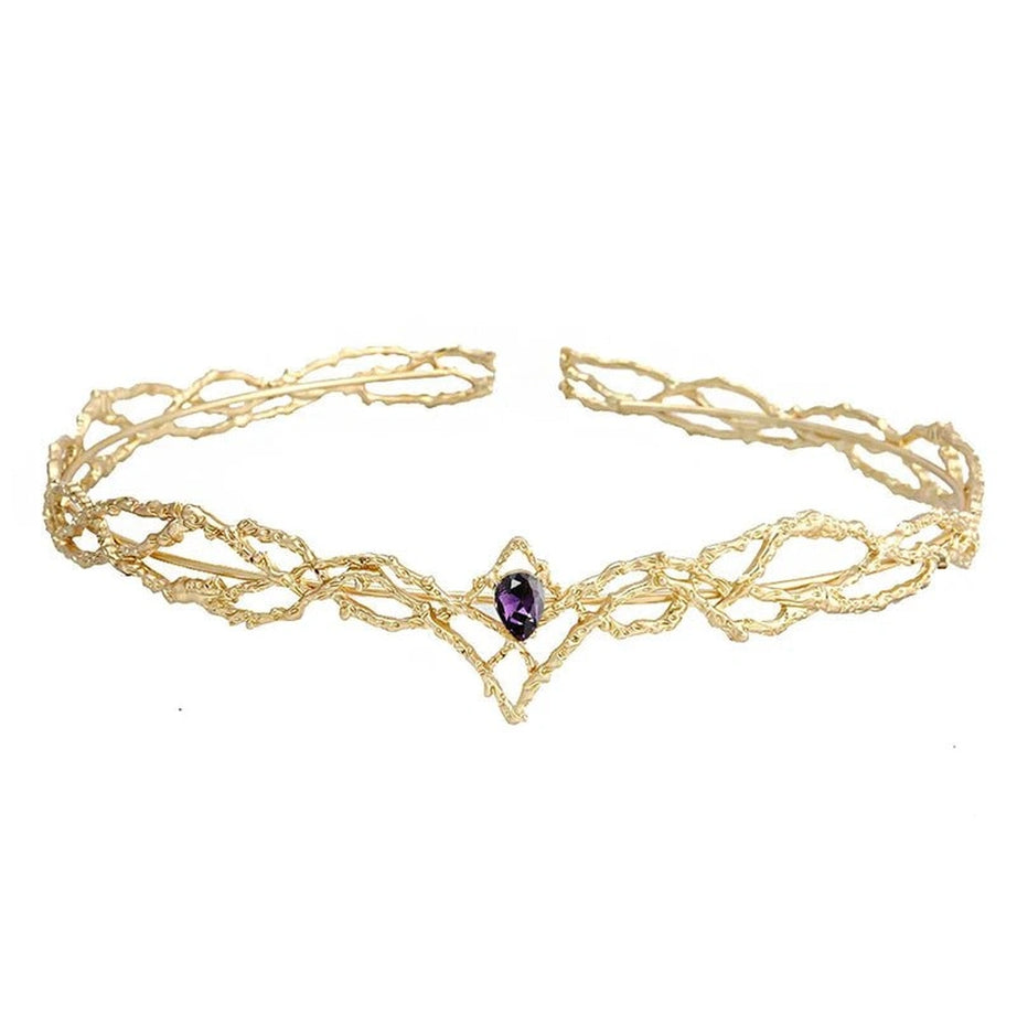 Aesthetic Elves Crown Tiara Gold Purple Shoptery
