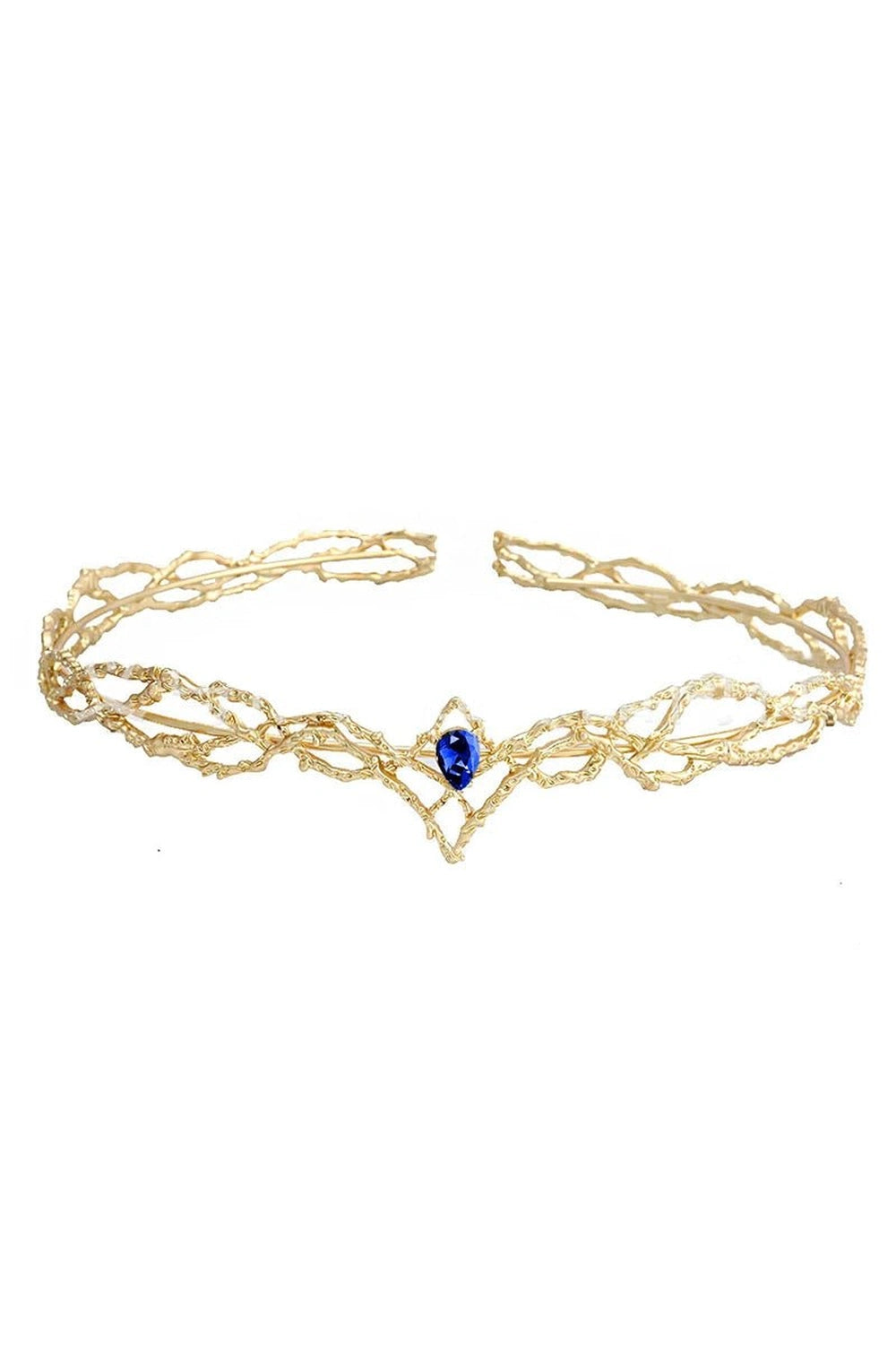 Aesthetic Elves Crown Tiara Gold Blue Shoptery