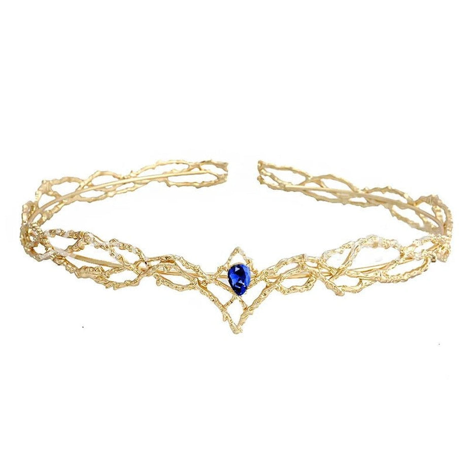 Aesthetic Elves Crown Tiara Gold Blue Shoptery