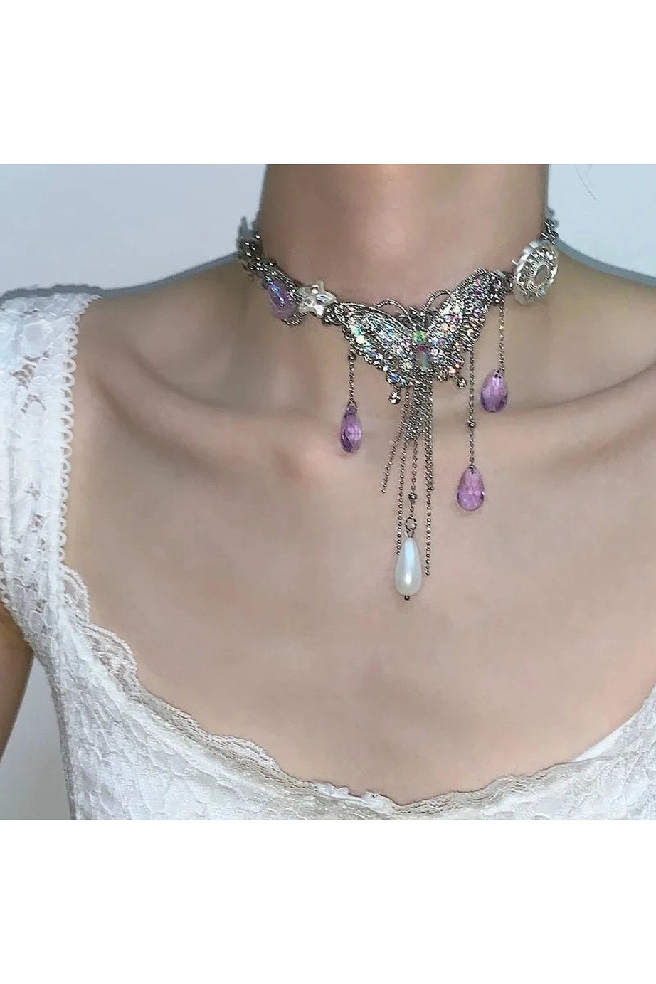 Enchanted Butterfly Crystal Choker - Chokers