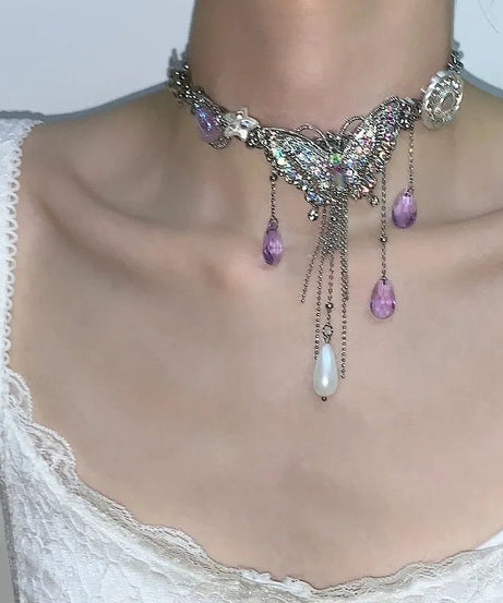 Enchanted Butterfly Crystal Choker - Chokers