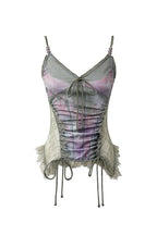Edgy Ethereal Lace-Up Corset Top Green Shoptery