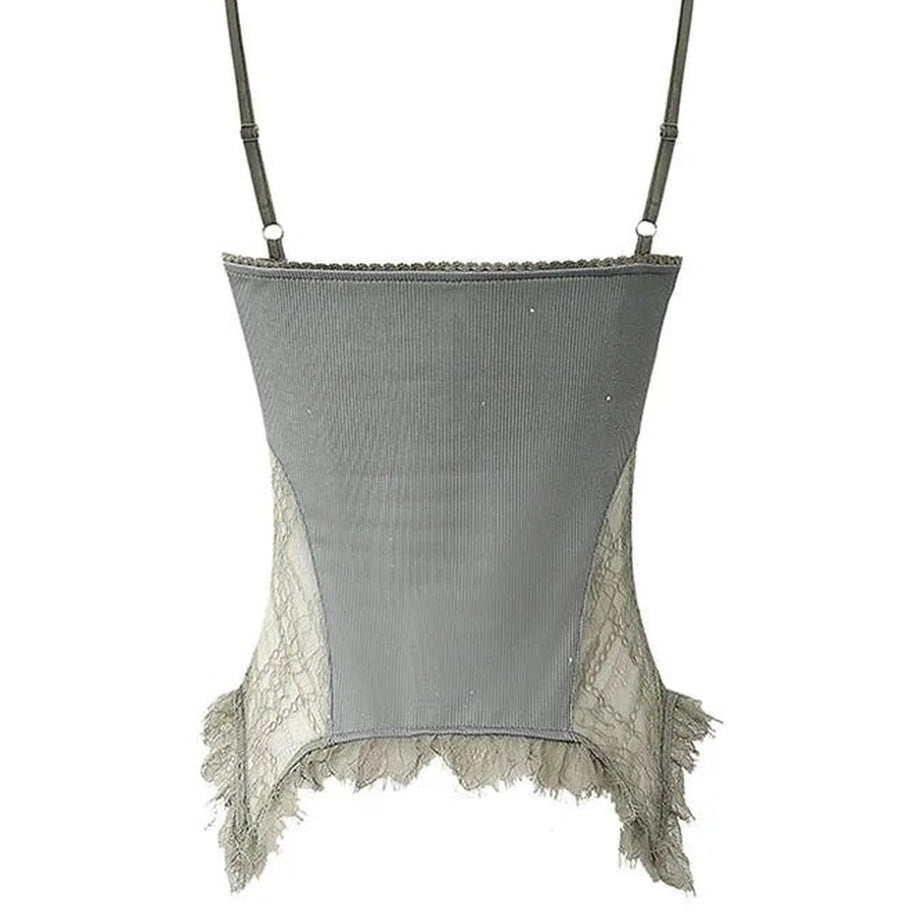 Edgy Ethereal Lace-Up Corset Top Shoptery