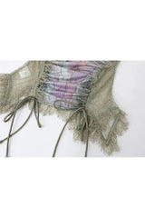 Edgy Ethereal Lace-Up Corset Top Shoptery