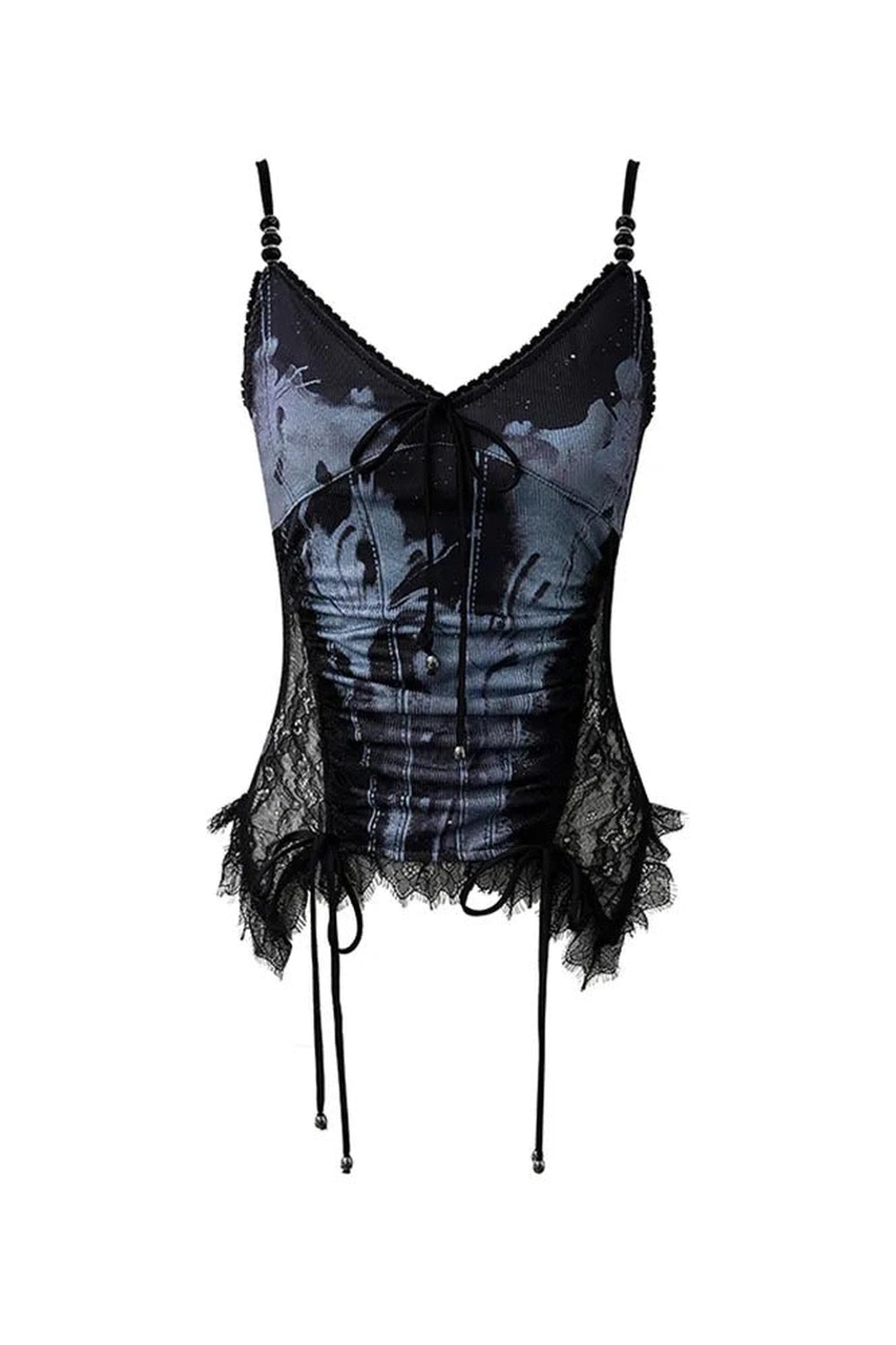 Edgy Ethereal Lace-Up Corset Top Black Shoptery