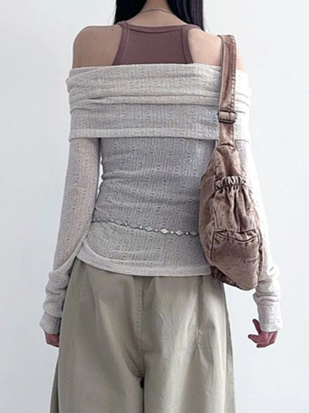 Off-Shoulder Alt Mesh Long Sleeve Top Shoptery