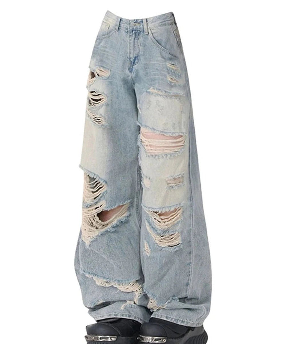 Extreme Distressed Baggy Jeans - Jeans