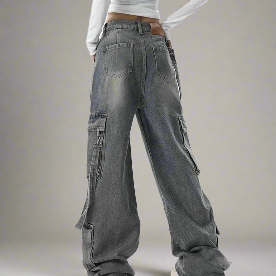 Y2k Extreme Wide-Leg Cargo Jeans Shoptery