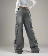 Y2k Extreme Wide-Leg Cargo Jeans Shoptery
