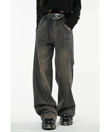 Faded Grunge Baggy Jeans - Jeans