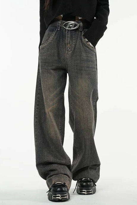 Faded Grunge Baggy Jeans - Jeans