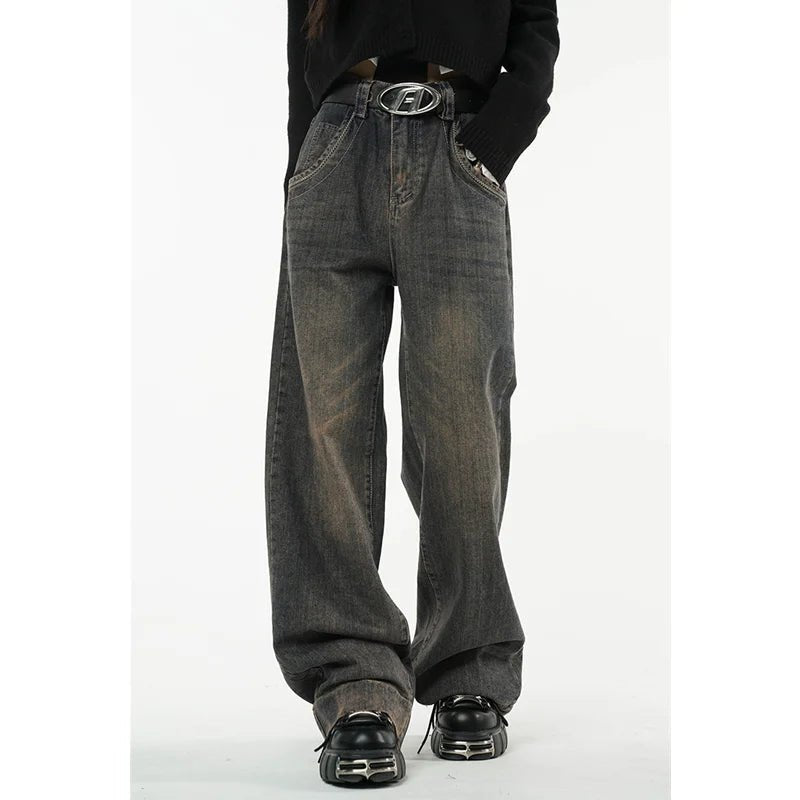 Faded Grunge Baggy Jeans - Jeans