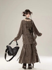 Faded Poetic Drape Edgy Outfit Set Shoptery