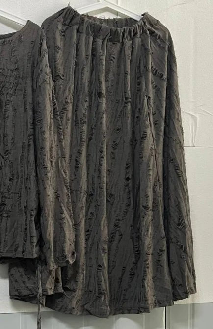 Faded Poetic Drape Edgy Outfit Set Gray Skirts Shoptery
