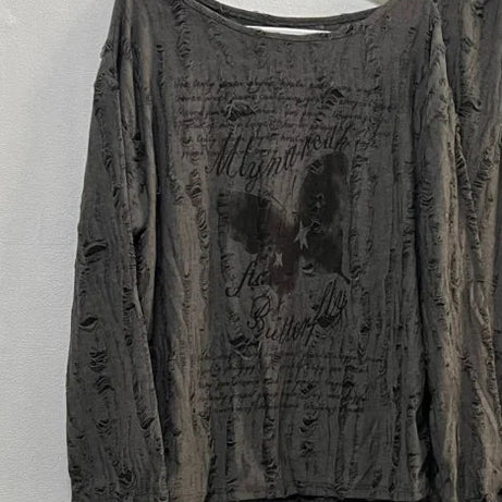 Faded Poetic Drape Edgy Outfit Set Gray Top Shoptery