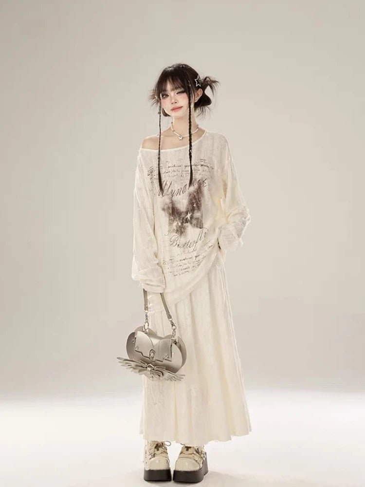 Faded Poetic Drape Edgy Outfit Set 2 set Light Apricot Shoptery