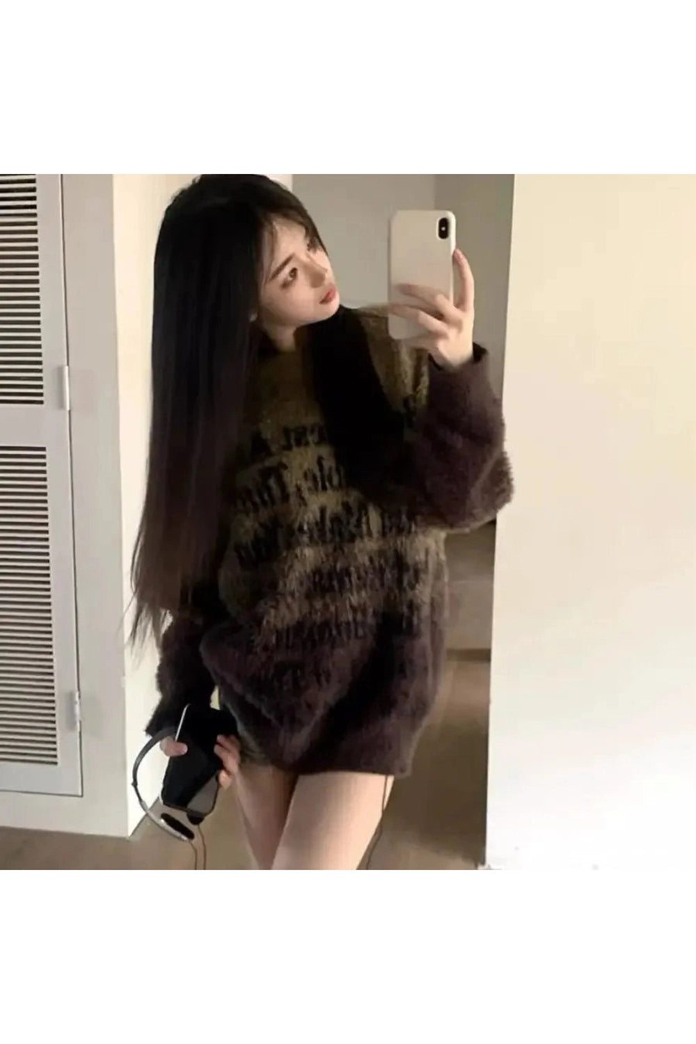 Edgy Faded Verse Fuzzy Sweater Shoptery