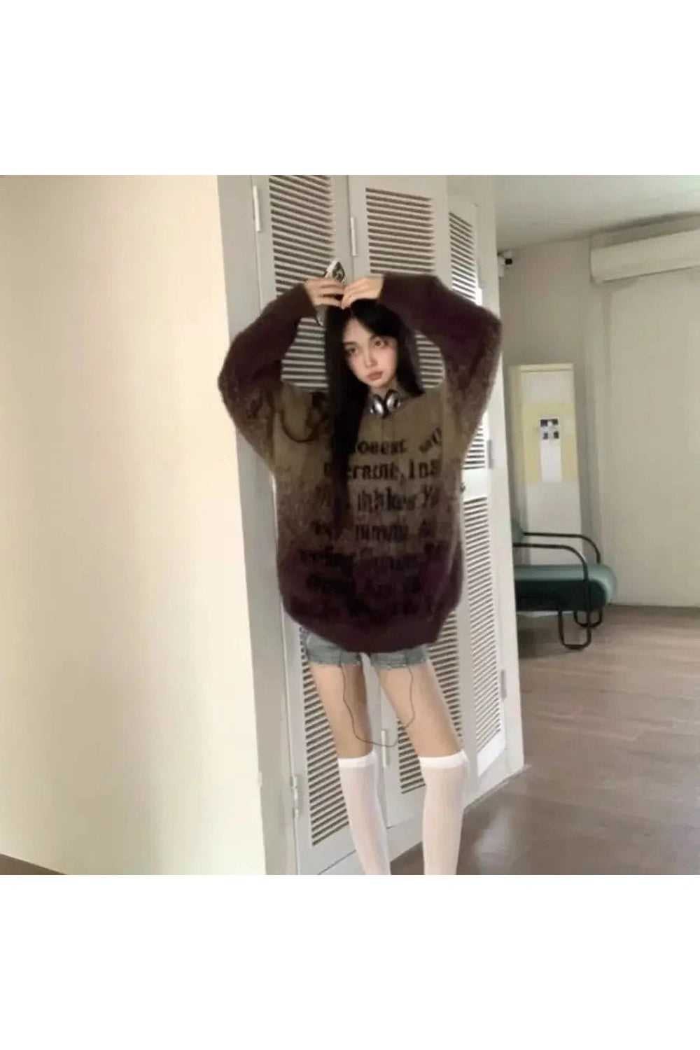 Edgy Faded Verse Fuzzy Sweater Shoptery