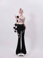 Alt Faith Buckled Flare Pants Shoptery