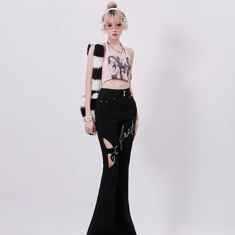 Alt Faith Buckled Flare Pants Shoptery