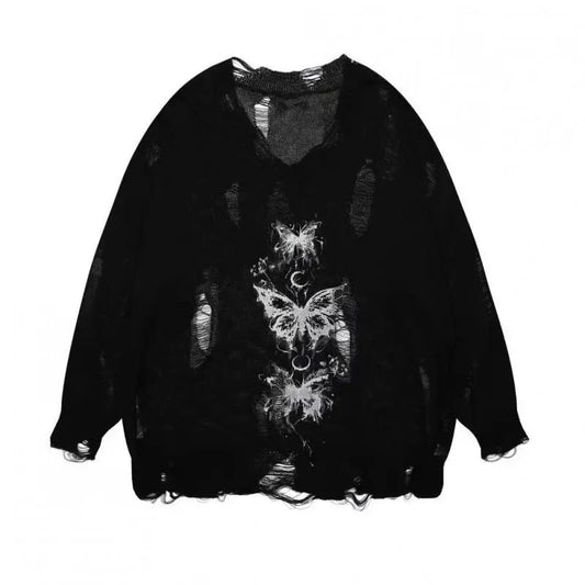 Sweater – Fallen Butterfly – Knitwear black One Size Shoptery