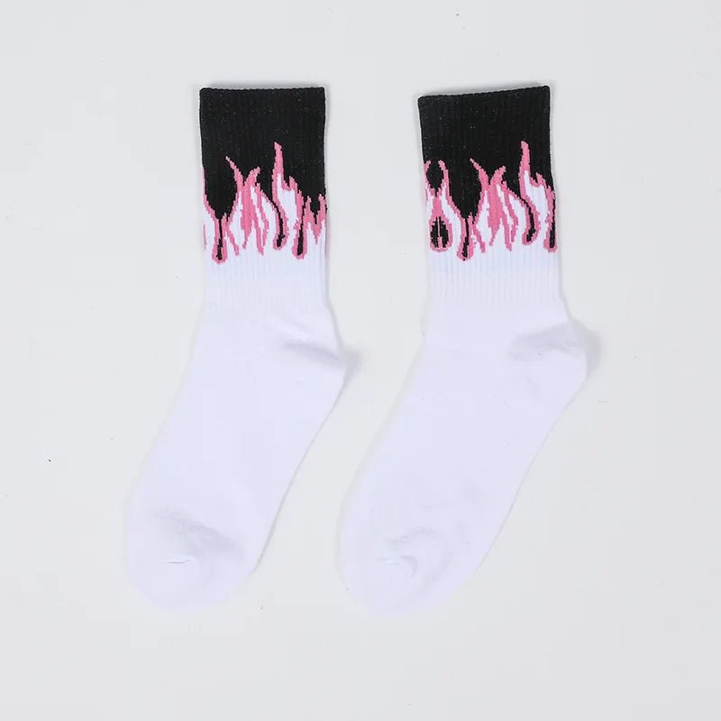 Edgy Flame Street Skateboard Socks WHITE One Size Shoptery