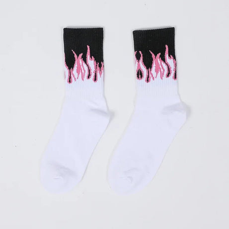 Edgy Flame Street Skateboard Socks WHITE One Size Shoptery