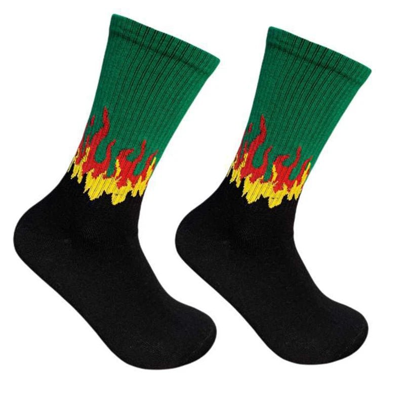 Edgy Flame Street Skateboard Socks dark green One Size Shoptery