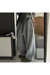 Fleece Wide Leg Sweatpants GRAY Shoptery