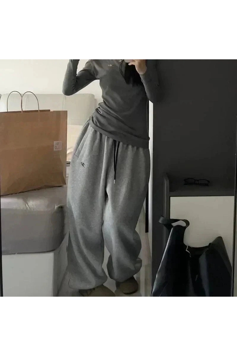 Fleece Wide Leg Sweatpants Shoptery