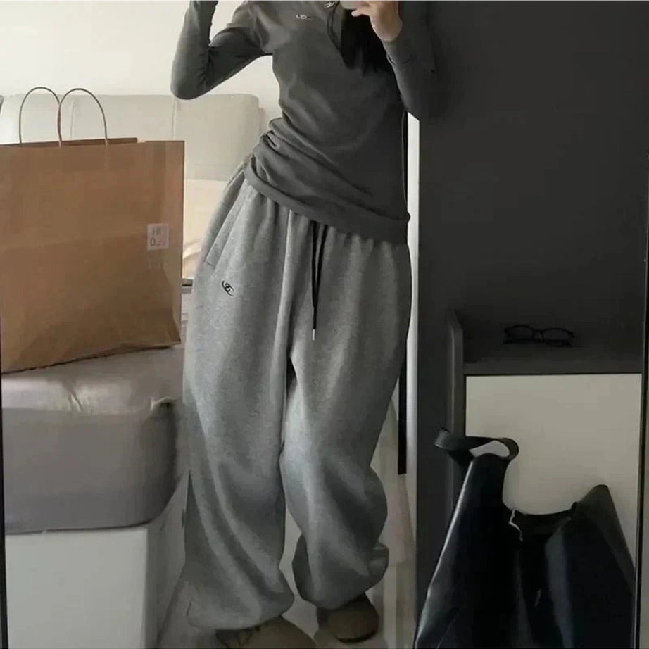 Fleece Wide Leg Sweatpants Shoptery