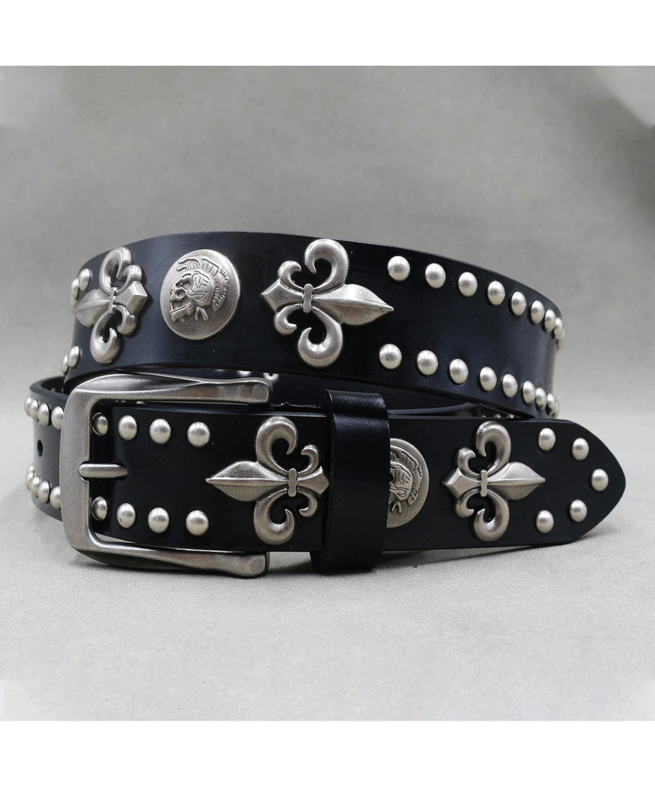 Fleur - de - Lis Studded Gothic Belt - Belts