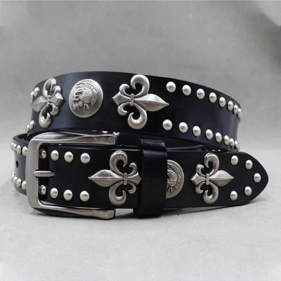 Alt Fleur-de-Lis Studded Gothic Belt Shoptery