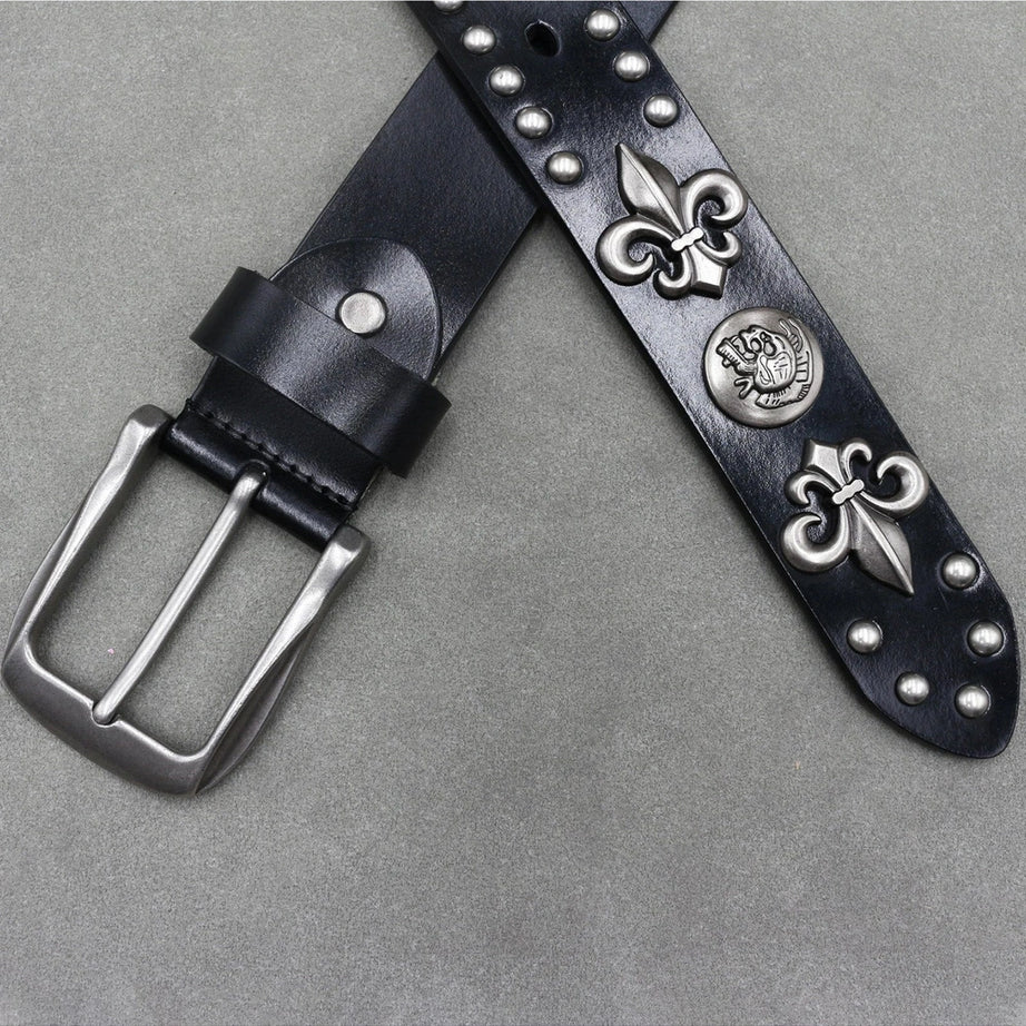 Alt Fleur-de-Lis Studded Gothic Belt Shoptery
