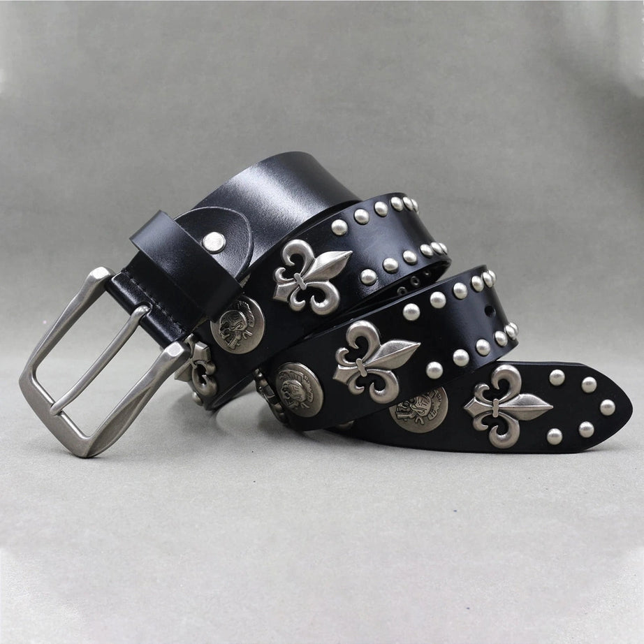 Alt Fleur-de-Lis Studded Gothic Belt PK-KLT Shoptery