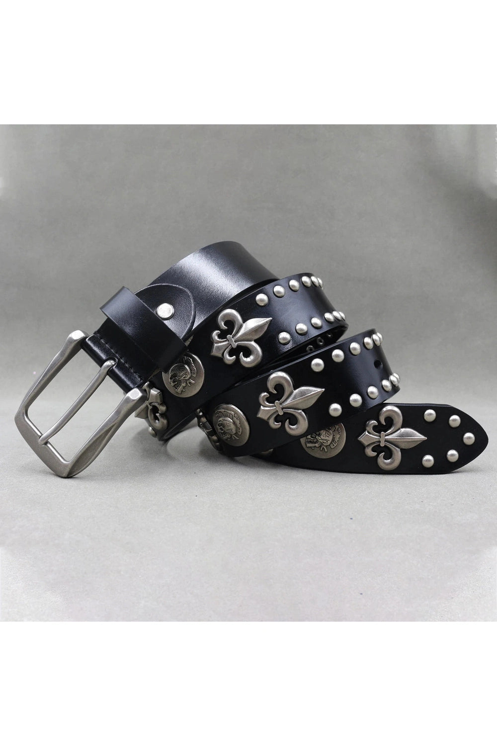 Alt Fleur-de-Lis Studded Gothic Belt PK-KLT Shoptery