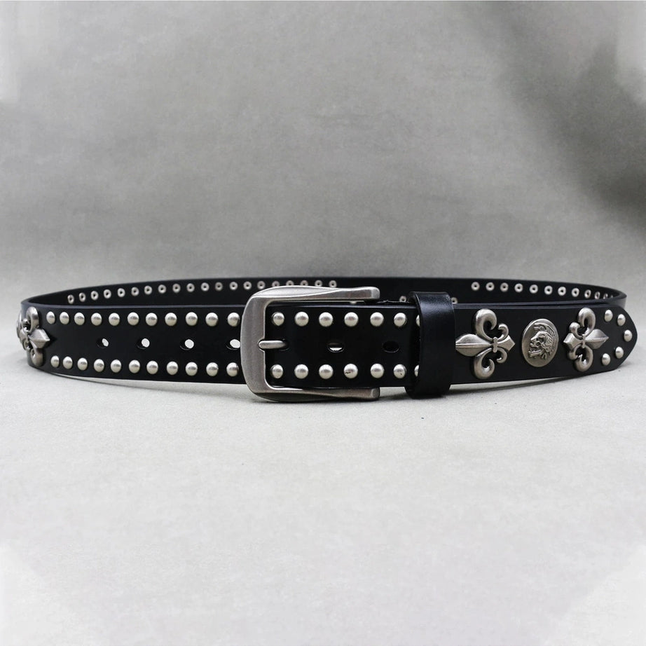 Alt Fleur-de-Lis Studded Gothic Belt Shoptery