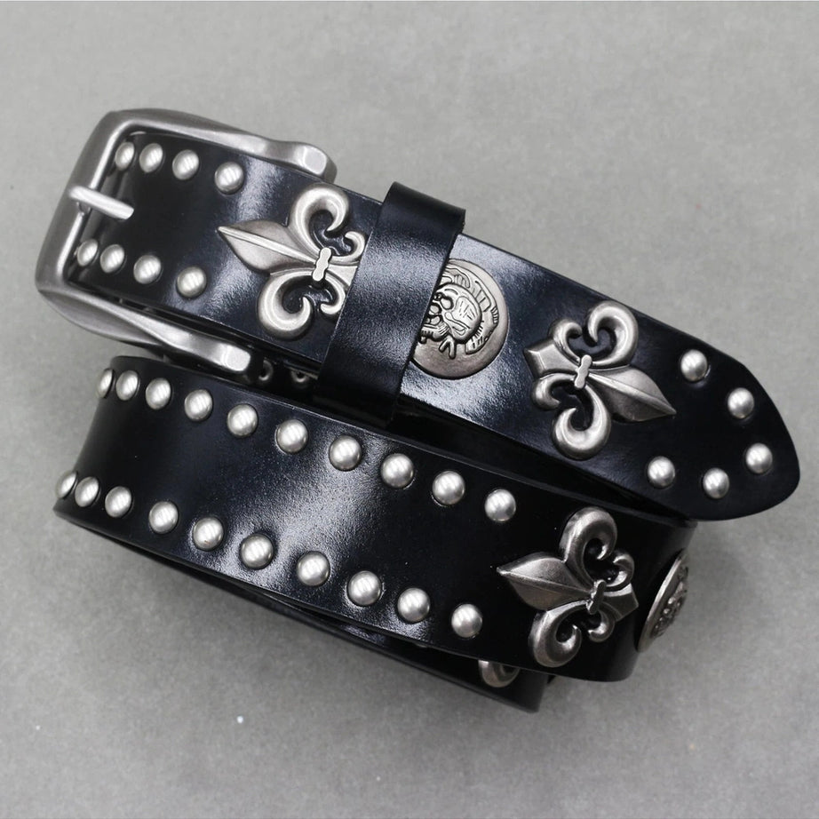 Alt Fleur-de-Lis Studded Gothic Belt Shoptery