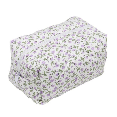Floral Bloom Quilted Coquette Makeup Bag Purple 175mm 105mm 100mm Shoptery