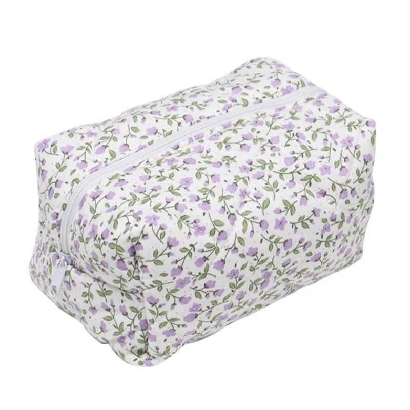 Floral Bloom Quilted Coquette Makeup Bag Purple 175mm 105mm 100mm Shoptery