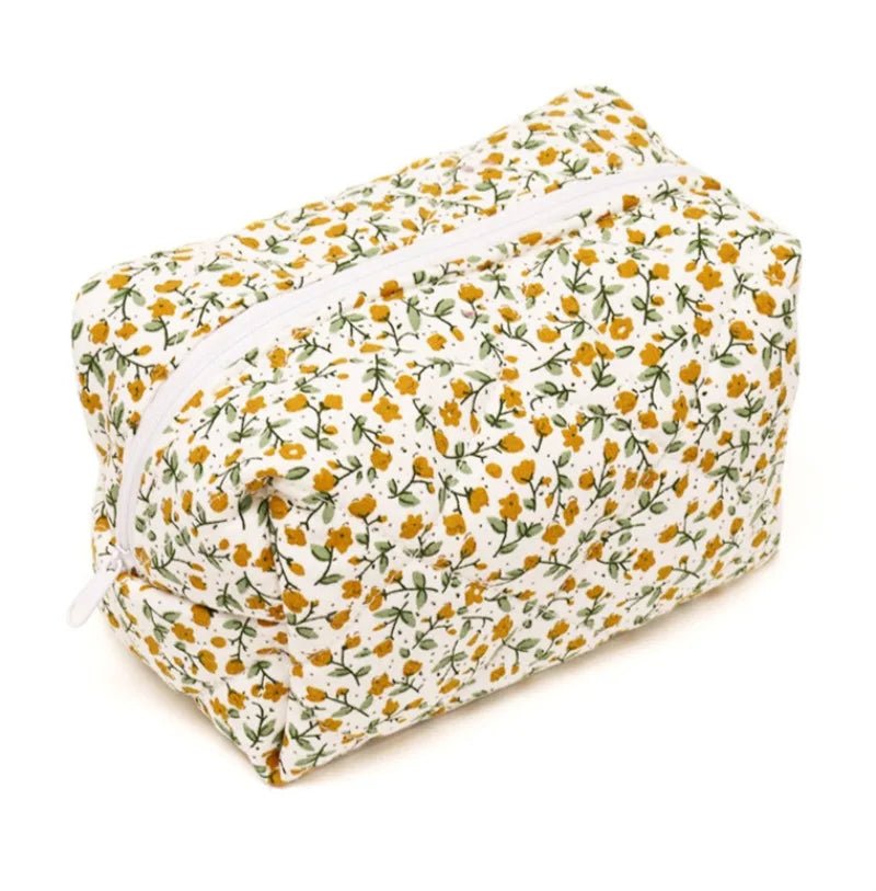 Floral Bloom Quilted Coquette Makeup Bag Orange 175mm 105mm 100mm Shoptery