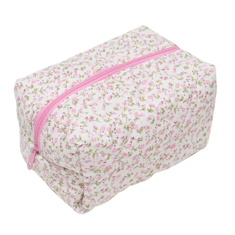 Floral Bloom Quilted Coquette Makeup Bag Pink 175mm 105mm 100mm Shoptery