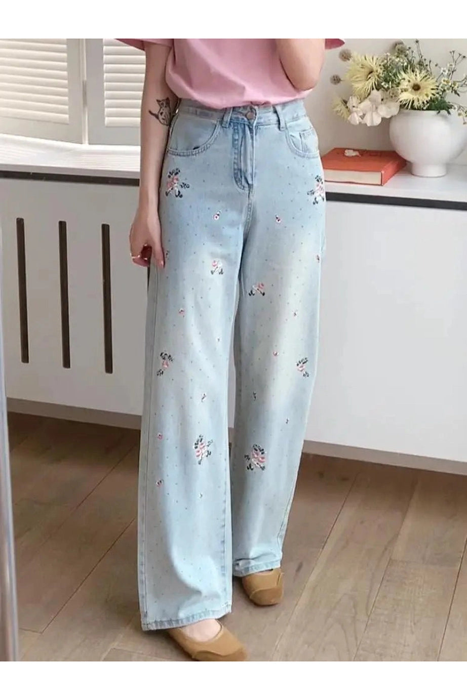 Floral Dream Wide - Leg Jeans - Jeans