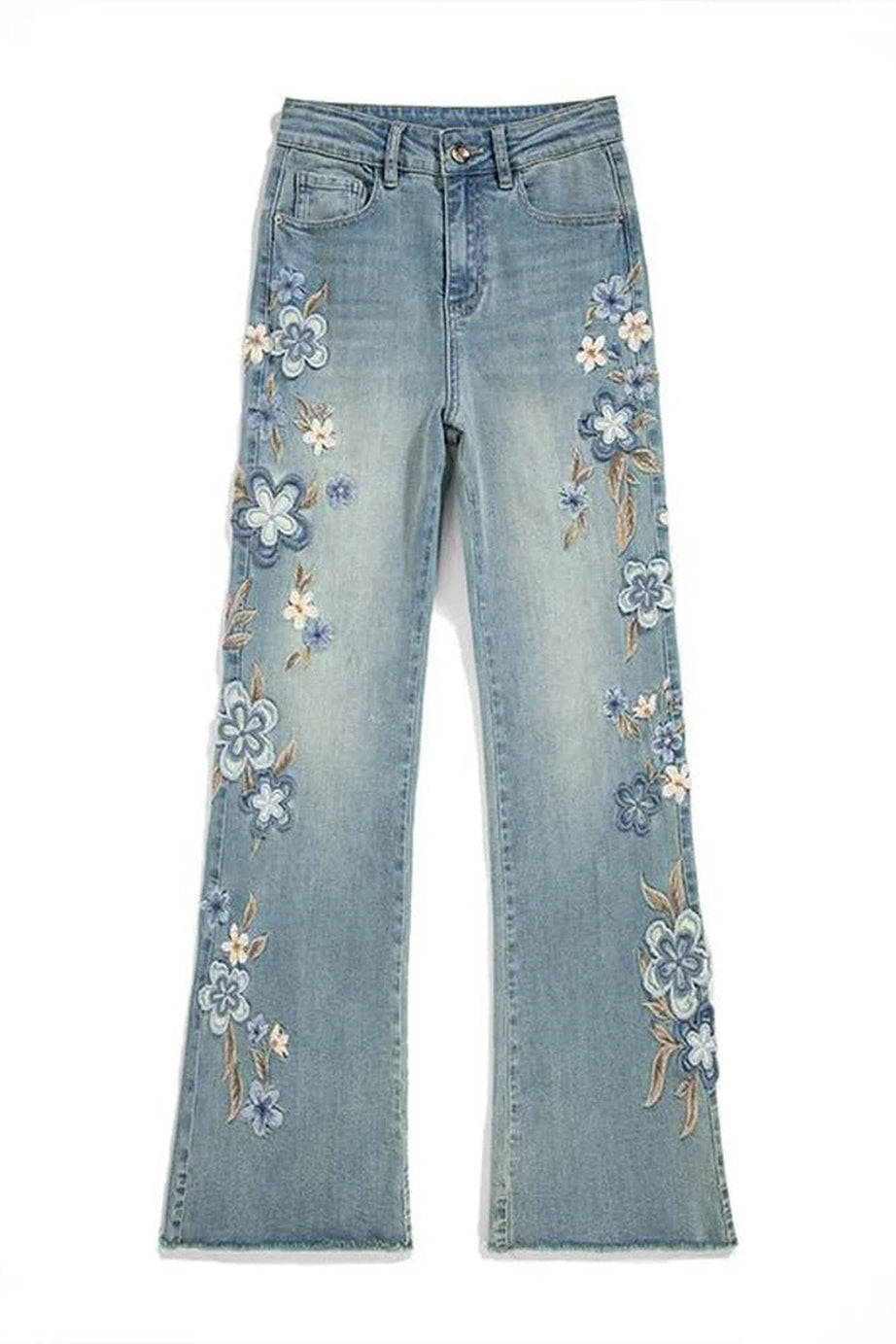 Floral Meadow Embroidered Jeans - 