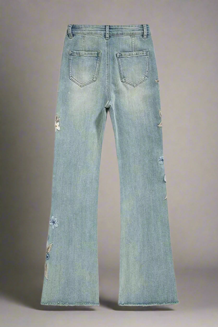 Y2k Floral Meadow Embroidered Jeans Shoptery