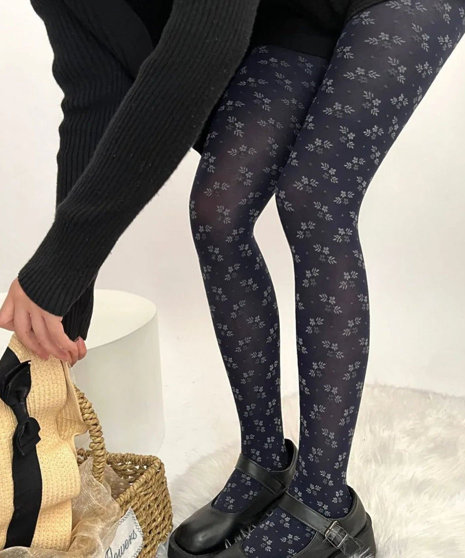 Floral Midnight Tights - Fishnet Tights